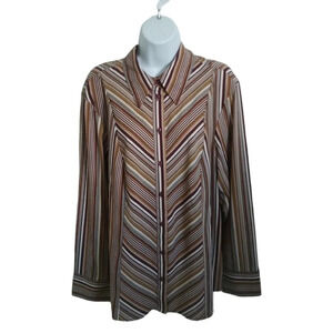 Delta Burke Retro 70s Style Blouse, Stripes, 1X